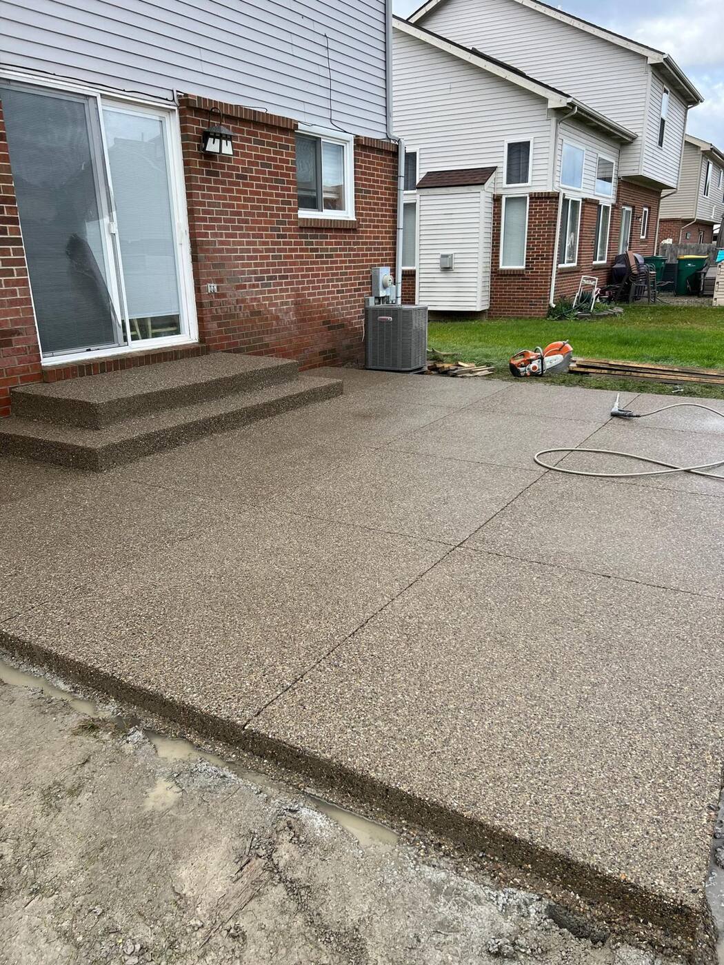 Exposed aggregate patio and steps