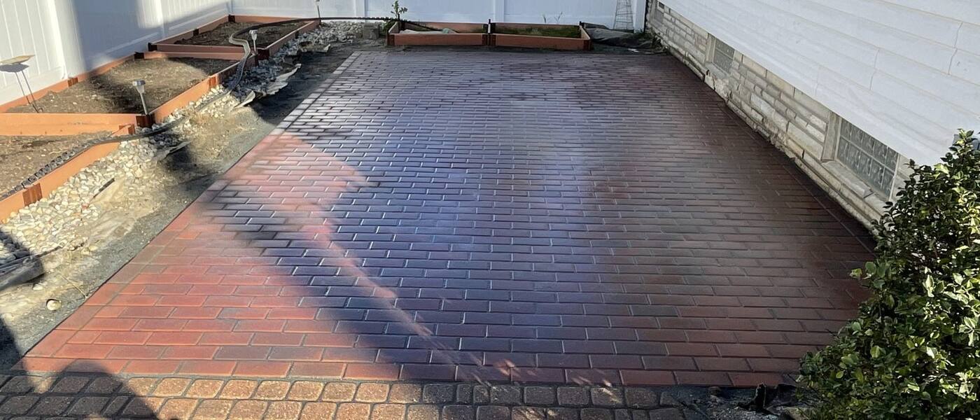 Red clay paver patio